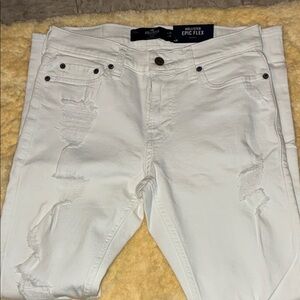 Hollister Men's Distressed White Skinny Jeans